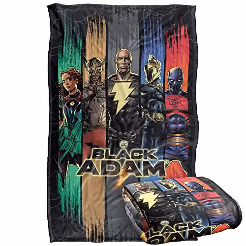Black Adam Players Silky Touch Super Soft Fleece Throw Blanket, Black and Multicolour, W: 91 cm, D: 147 cm – 1