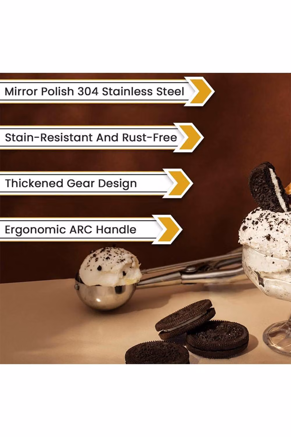 KDMD Stainless Steel Cookie and Ice Cream Scoop, Silver, 5 cm – 2