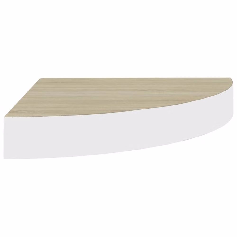 Berkfield Home Wall Mounted Corner Shelves, 2 Pack, Oak and White MDF – 3