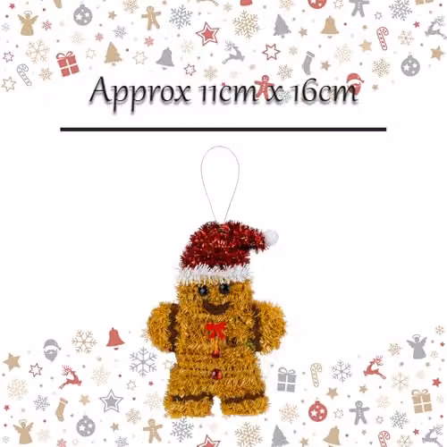 VFM e-Store Gingerbread Man Christmas Tinsel Decoration, Brown, H: 16 cm, W: 11 cm – 2