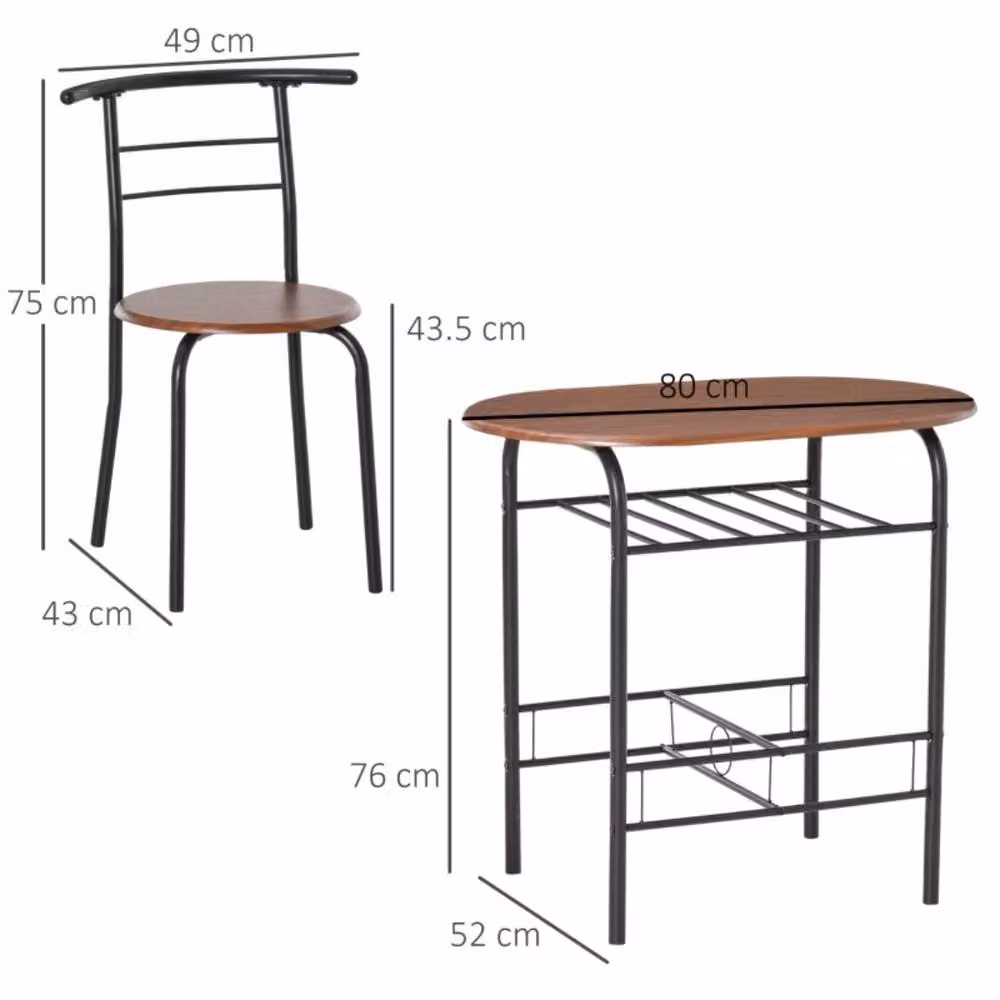 STILVORA Industrial Dining Table Set with 3 Chairs and Storage Shelf in Brown – 3