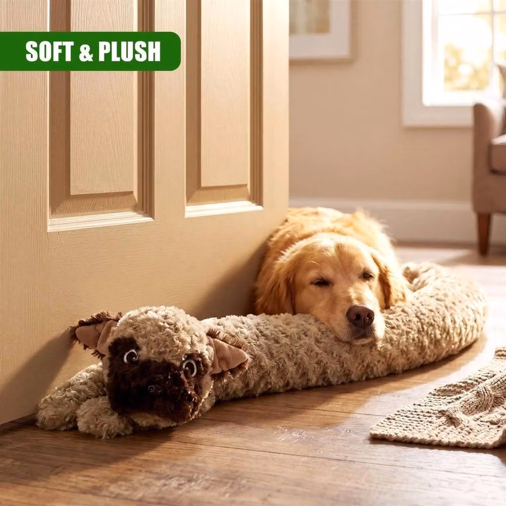 EONLION Dog Design Draught Excluder and Door Stopper, Beige, Length: 100 cm – 2