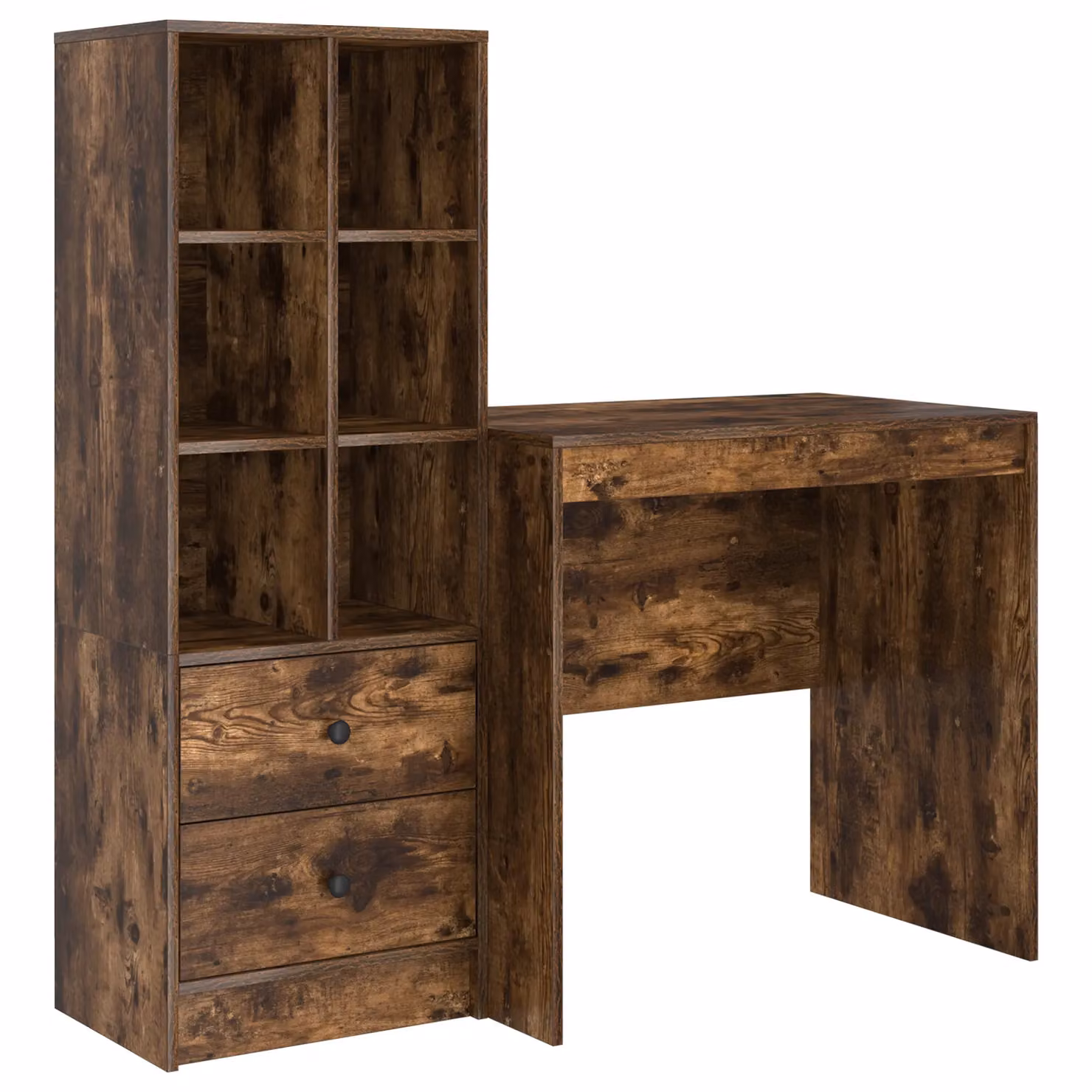 Berkfield Modern Writing Desk with Storage in Smoked Oak and Taupe – 2