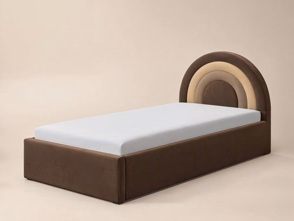 Flair Ava Single Ottoman Bed in Brown Velvet and Boucle, W/D/H: 90 x 190 cm – 4
