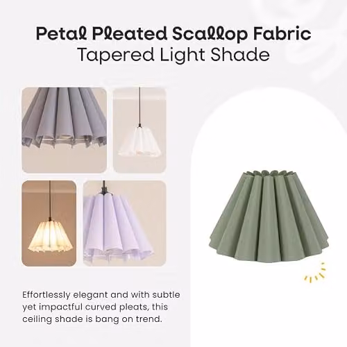 ValueLights Lauren Fabric Pleated Scallop Edge Tapered Lamp Shade in Green – 2
