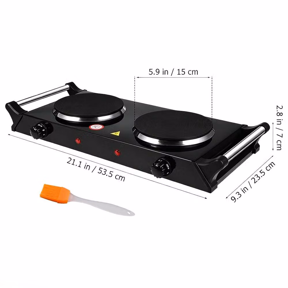Ventryn Double Cast Radiant Electric Hot Plate Cooker with Handle, Black – 2