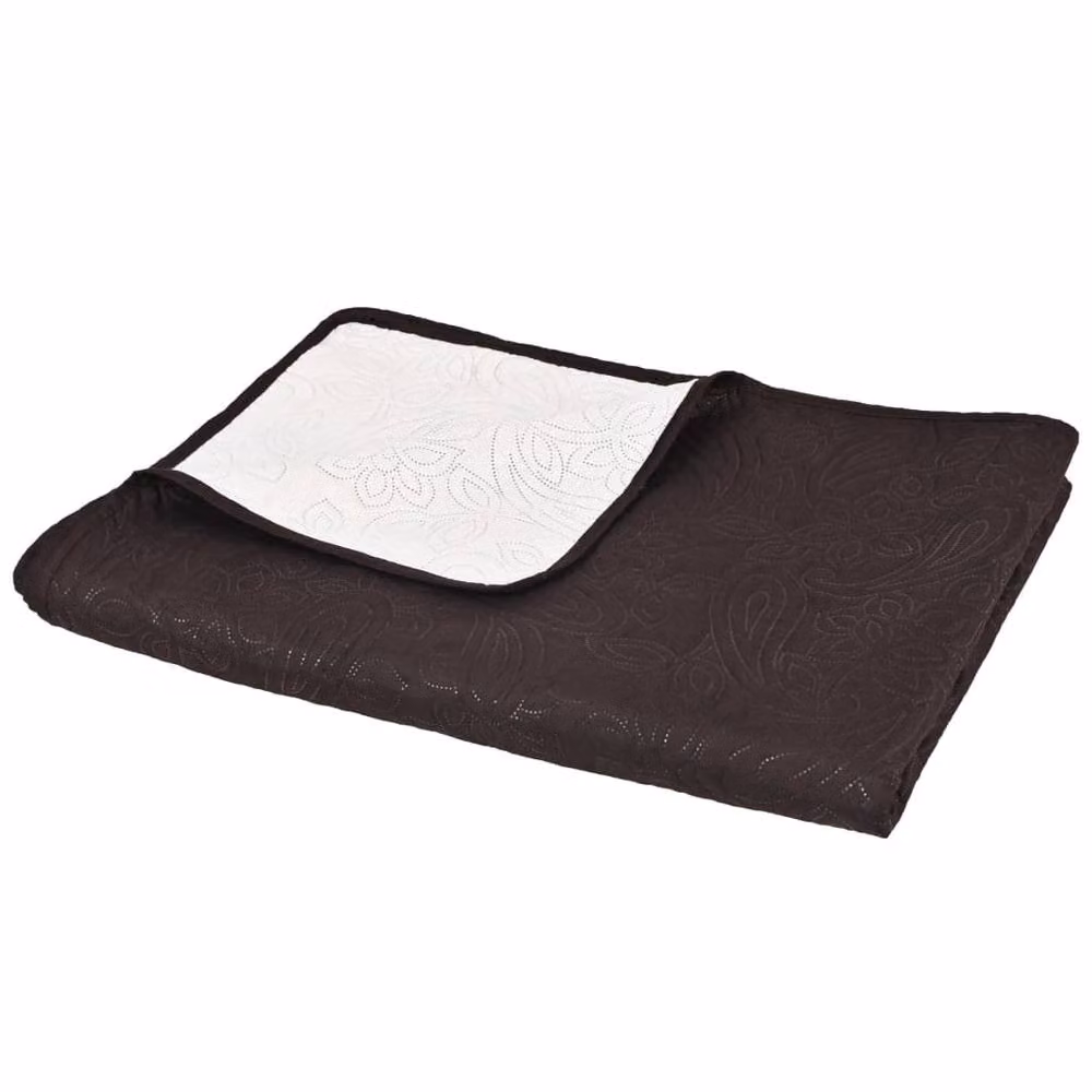 Berkfield Home Reversible Quilted Microfibre Bedspread in Cream and Brown, W: 170 cm, L: 210 cm – 3