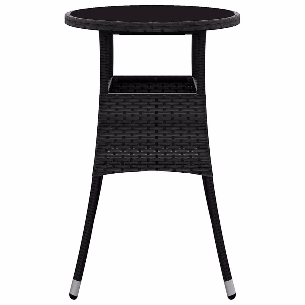 Berkfield Home Garden Table in Black Poly Rattan and Tempered Glass, W: 60 cm, H: 75 cm – 3