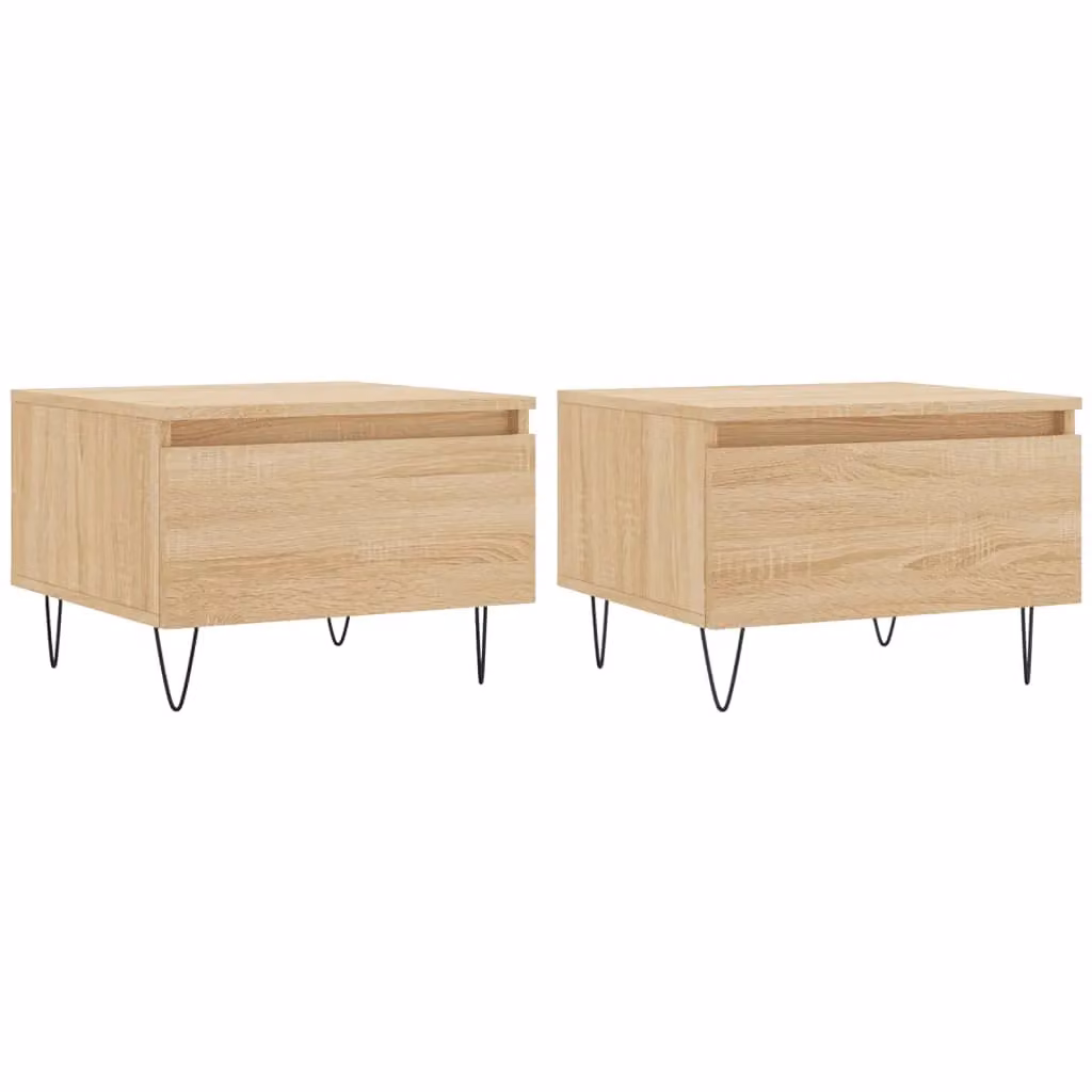 Berkfield Home Set of 2 Sonoma Oak Coffee Tables in Brown, W/D/H: 50 x 46 x 35 cm – 2