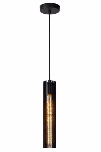 Lucide Lionel Dimmable Adjustable Height Cylinder Pendant Light in Black – 1