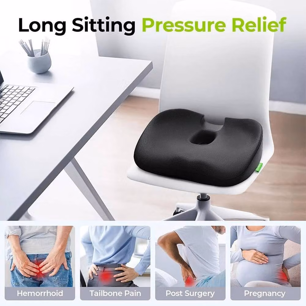 EONLION Black Memory Foam Donut Cushion Contoured Medical Ring Seat, W: 120 cm, D: 90 cm – 2