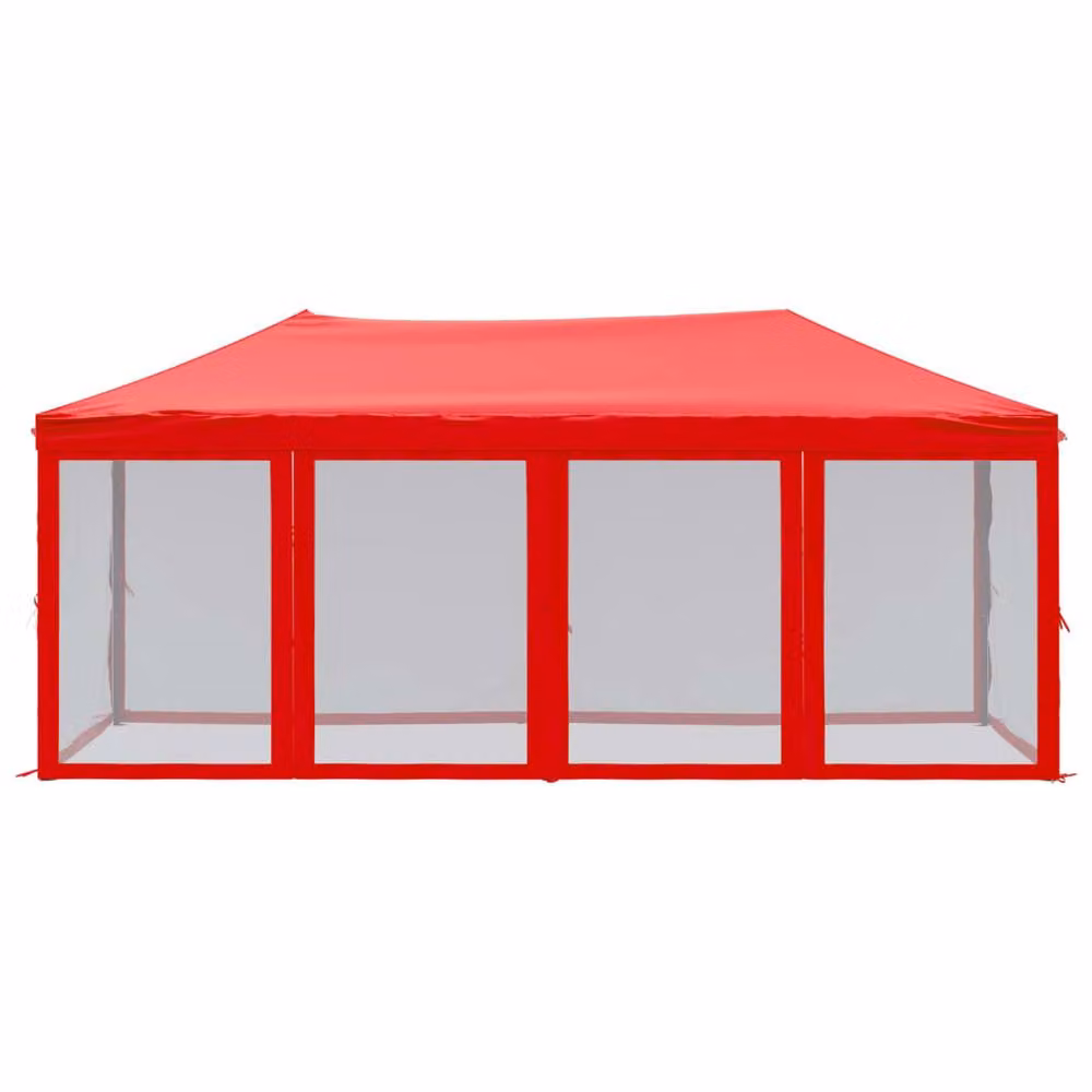 Berkfield Home Red and Silver Folding Party Tent with Sidewalls W/D/H: 6 x 3 x 2.44 m – 2