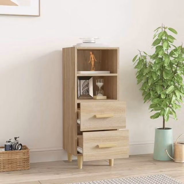 Berkfield Home Sonoma Oak Sideboard in Beige, W/D/H: 34.5 x 34.0 x 90.0 cm