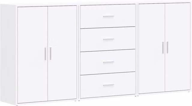Berkfield Home Set of 3 Modern White Matt Sideboards, W/D/H: 60 x 31 x 84 cm