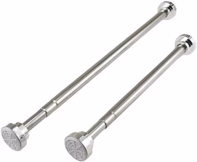 NESTLUNE Silver Stainless Steel Extendable Telescopic Shower Curtain Rail 85-140cm