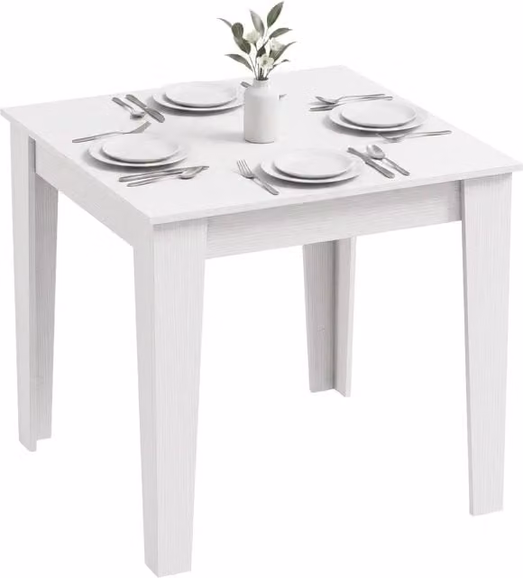 HOMCOM Modern Square White Dining Table for 4, W/D/H: 80 x 80 x 75 cm – 1