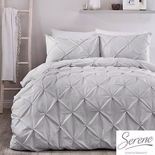 Serene Lara Ruched Easy Care Duvet Cover Set, Silver, Single, 90 x 200 cm