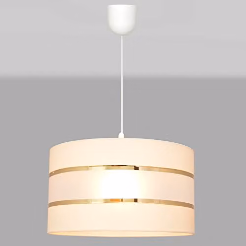 Netlighting Helam Cylindrical Pendant Ceiling Light in Beige, Gold and White, Diameter: 35 cm – 2