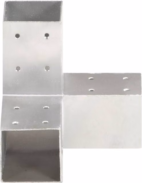 Berkfield Home Y Shape Post Connectors, 4 Pack, Galvanised Metal in Silver, 81 x 81 mm – 1