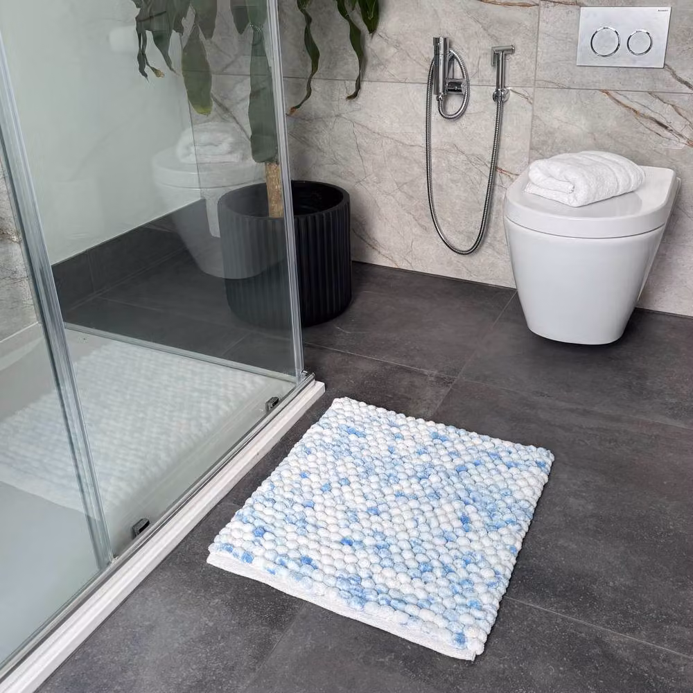 Allure Bath Fashions Marl Chunky Bobble Square Bath Mat, Blue, W/D/H: 50 x 50 x 50 cm – 2