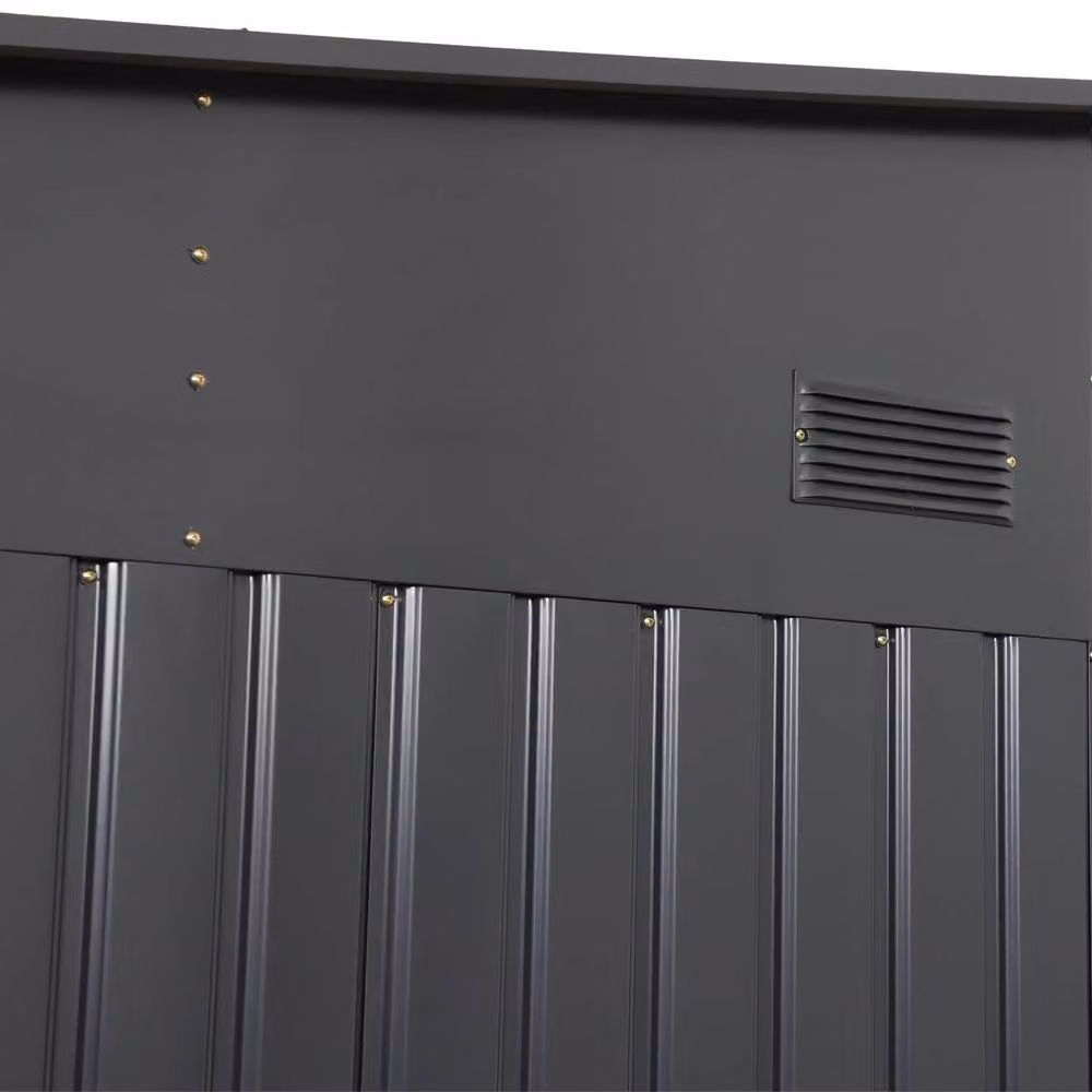 Sweekeet 11.01 m2 Galvanised Steel Lean-to Pent Garden Shed with Sliding Doors and Anchoring Kit in Dark Grey – 3