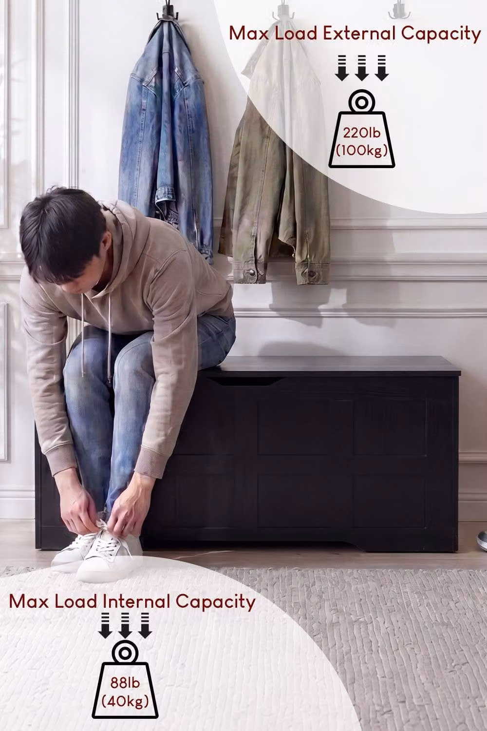 Vida Designs Black Rectangular Storage Ottoman – 2