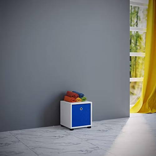 VCM Benas-1 White Glossy Wooden Cube Wall-Mounted Hanging Shelf W/D/H: 34.0 x 31.0 x 30.0 cm – 2