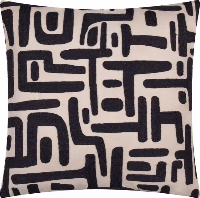 Make it a Home Brooke Embroidered Cotton Square Cushion in White with Feather and Polyester Filling