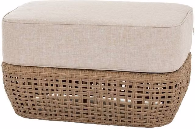 Lemon Pavilion Bloom Collection Outdoor Footstool in Brown Metal and Rattan, W: 77 cm, D: 55 cm, H: 27 cm