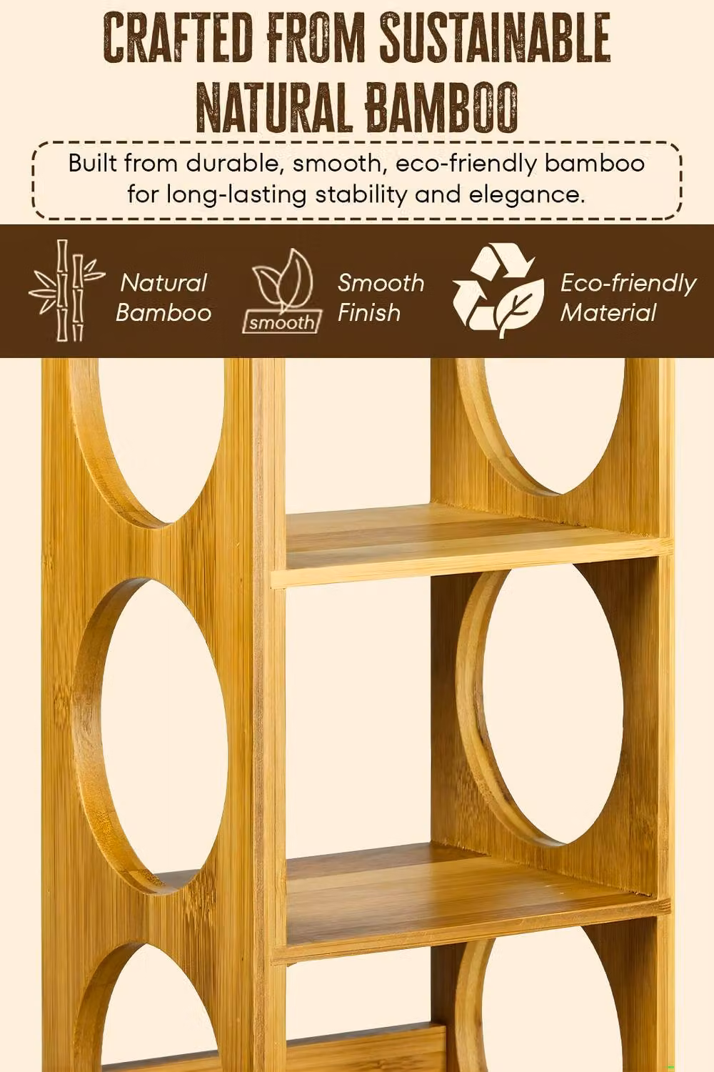 Hygrad Bamboo Stackable Wine Rack Holder, Wall Mounted, Natural Brown – 2