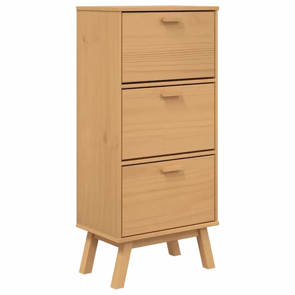 Berkfield Home OLDEN Shoe Cabinet, Brown Solid Pine Wood, W/D/H: 55 x 35 x 120 cm – 2
