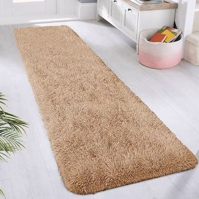 VOGREX Beige Non-Slip Long Hallway Runner Rug, W/D/H: 60 x 220 cm