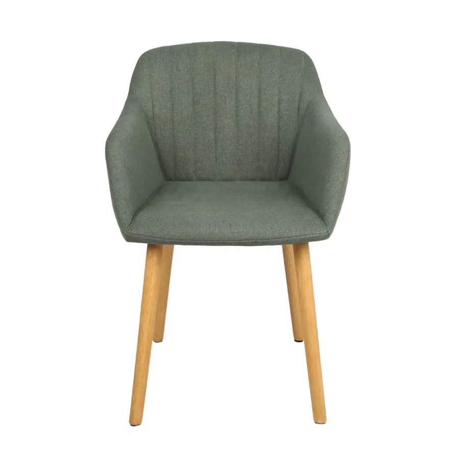Home Garden Direct Luciano Upholstered Armchair in Green Textured Linen with Rubberwood Frame – 2