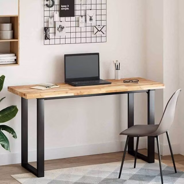 Berkfield Home Untreated Solid Acacia Wood Desk Top in Brown, W/D/H: 120 x 50 x 4 cm – 1