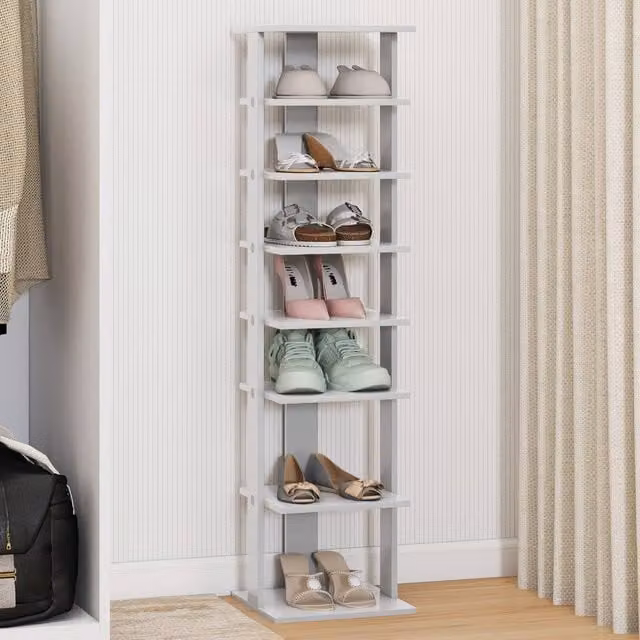 Costway 7-Tier Vertical Shoe Rack and Storage Organiser with Adjustable Shelves in Grey – 1