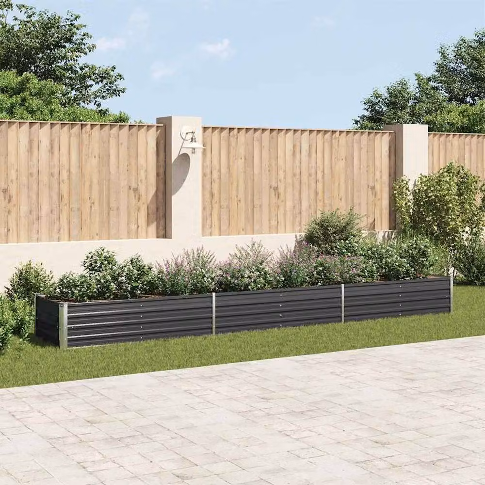 Berkfield Home Garden Galvanised Steel Raised Bed in Anthracite Grey, W: 480 cm, D: 80 cm, H: 45 cm – 2