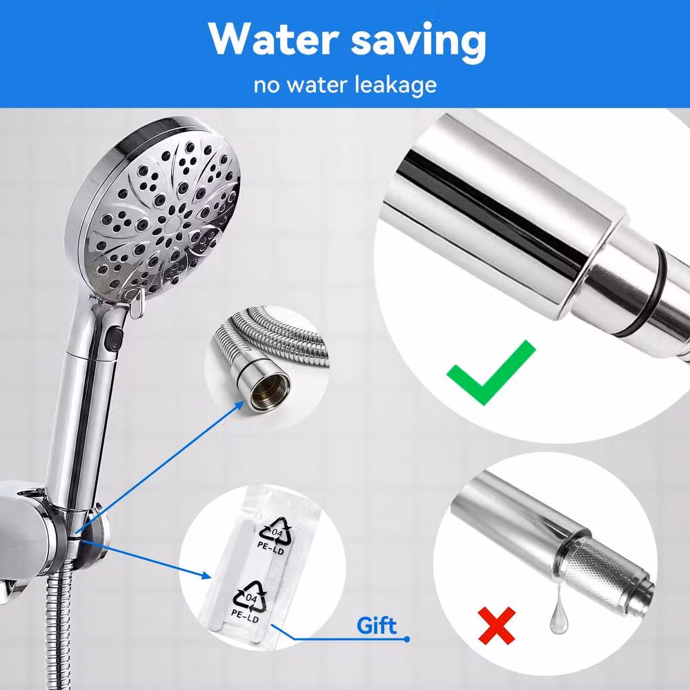 Resmo Round High-Pressure Handheld Shower Head with Rain and Jet Spray in Silver Chrome – 5