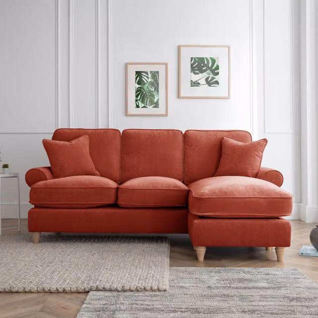 The Great Sofa Company Ezra Right Hand Velvet Chaise Sofa in Orange – 1
