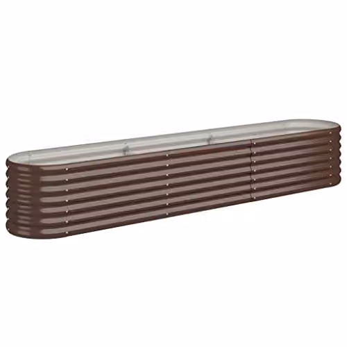 vidaXL Brown Galvanised Steel Raised Bed for Vegetable, Herb or Ornamental Gardens W/D/H: 224 x 40 x 36 cm