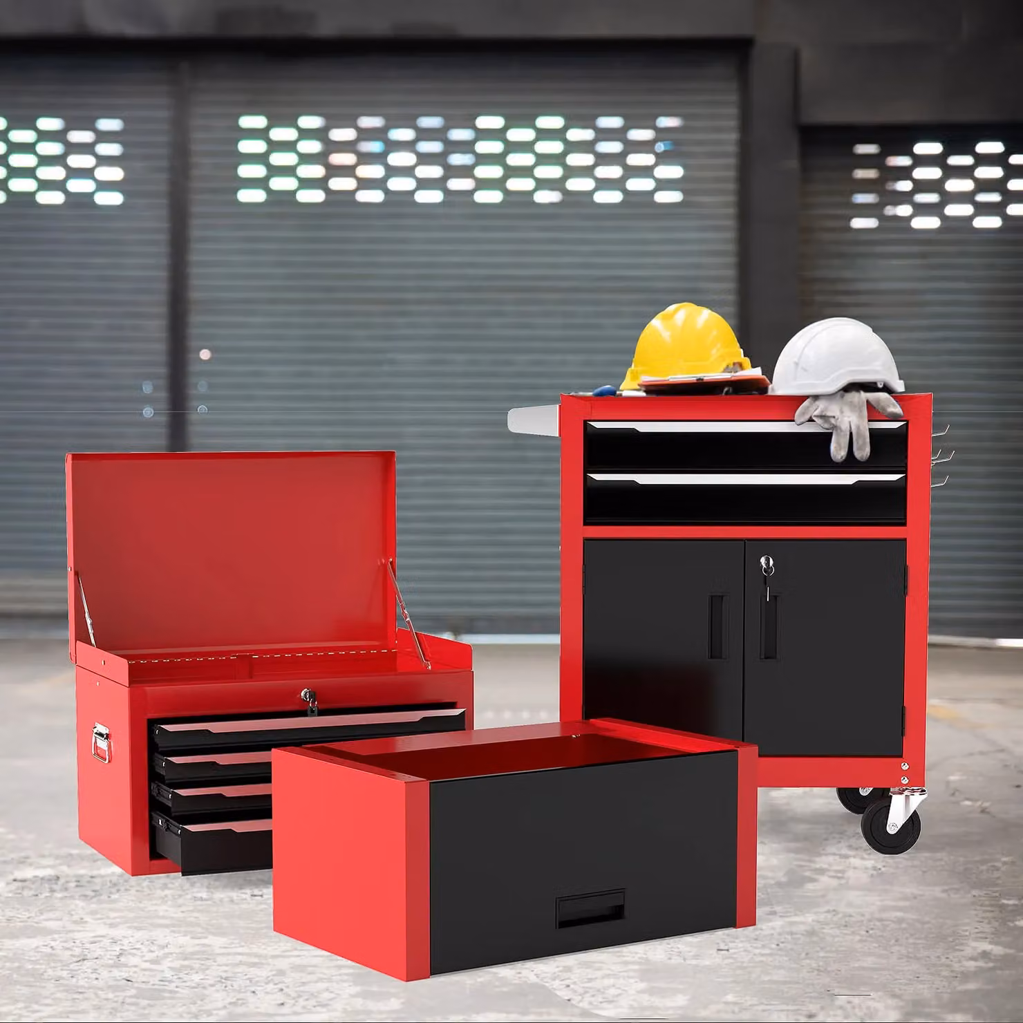 Costway 6-Drawer Heavy-Duty Rolling Tool Chest and Lockable Storage Cabinet in Red – 8