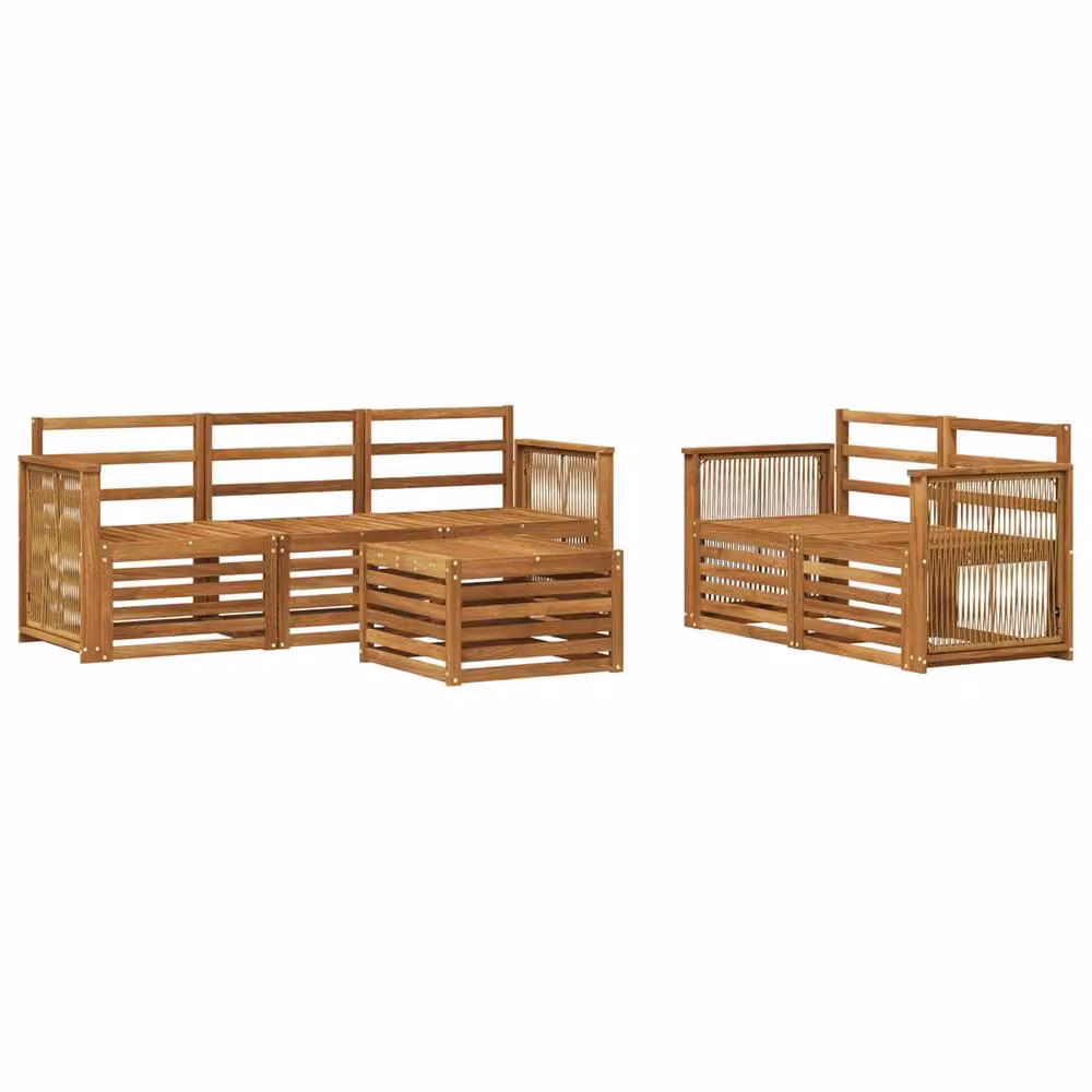 Berkfield Home 6-Piece Modern Garden Sofa Set in Brown Solid Acacia Wood – 2