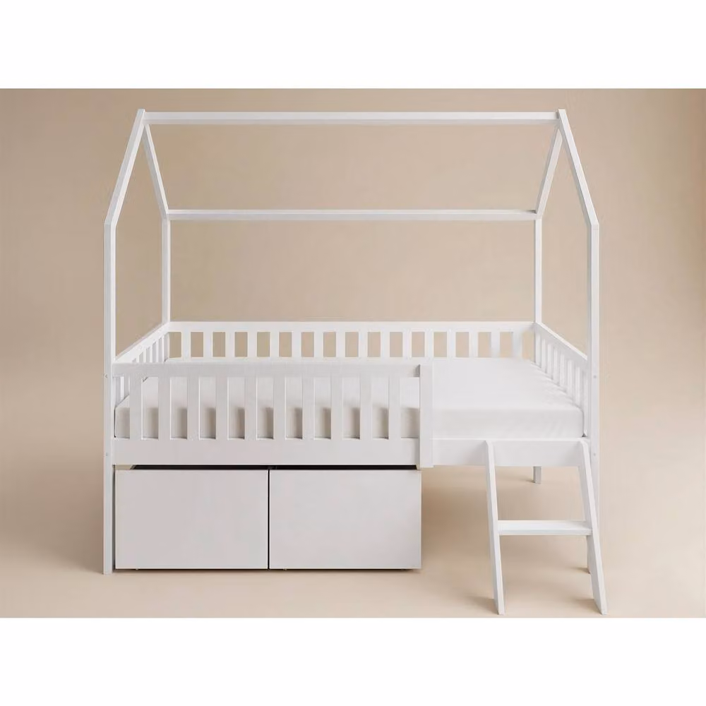 Flair Explorer Single Mid Sleeper Bed with Toy Box and Drawers in White, W/D/H: 200 x 120 x 169 cm – 2