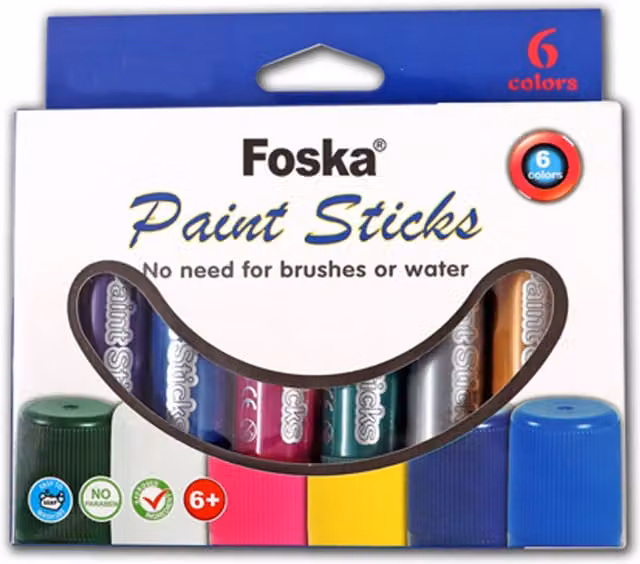 Foska Pack of 6 Multicolour Metallic Wax Paint Crayons