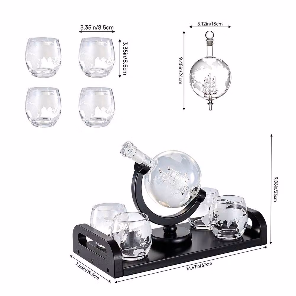 NESTLUNE Whiskey Decanter Set with 1000ml Clear Glass Globe Carafe – 2