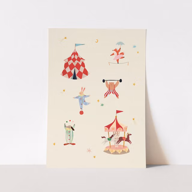 Kid of the Village A Day At The Circus Multicolour Fine Art Paper Print, W: 29.7 cm, H: 42 cm – 1