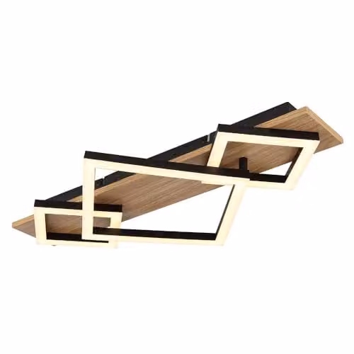 Globo Lighting Modern LED Wooden Ceiling Light in Black, W 54 x D 31.2 x H 7.5 cm – 1