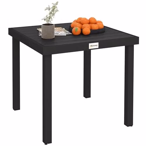 Outsunny Black Square Garden Dining Table for 4 People