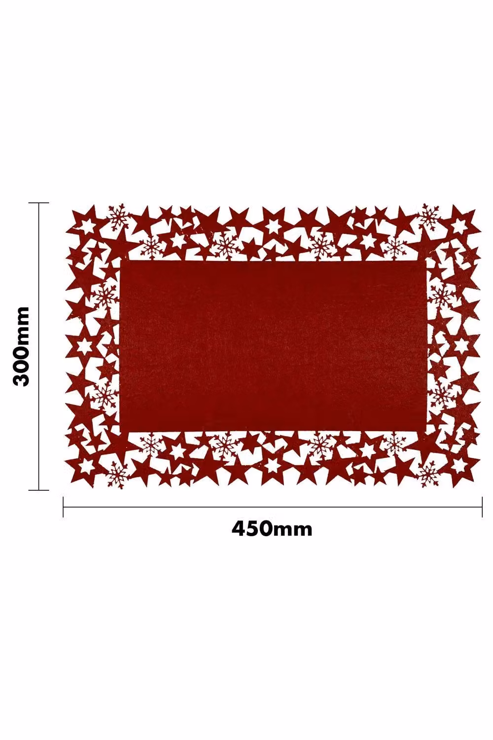 Netagon Red Felt Table Mats with Star and Snowflake Design - Pair (W: 45.0 cm, D: 30.0 cm) – 4