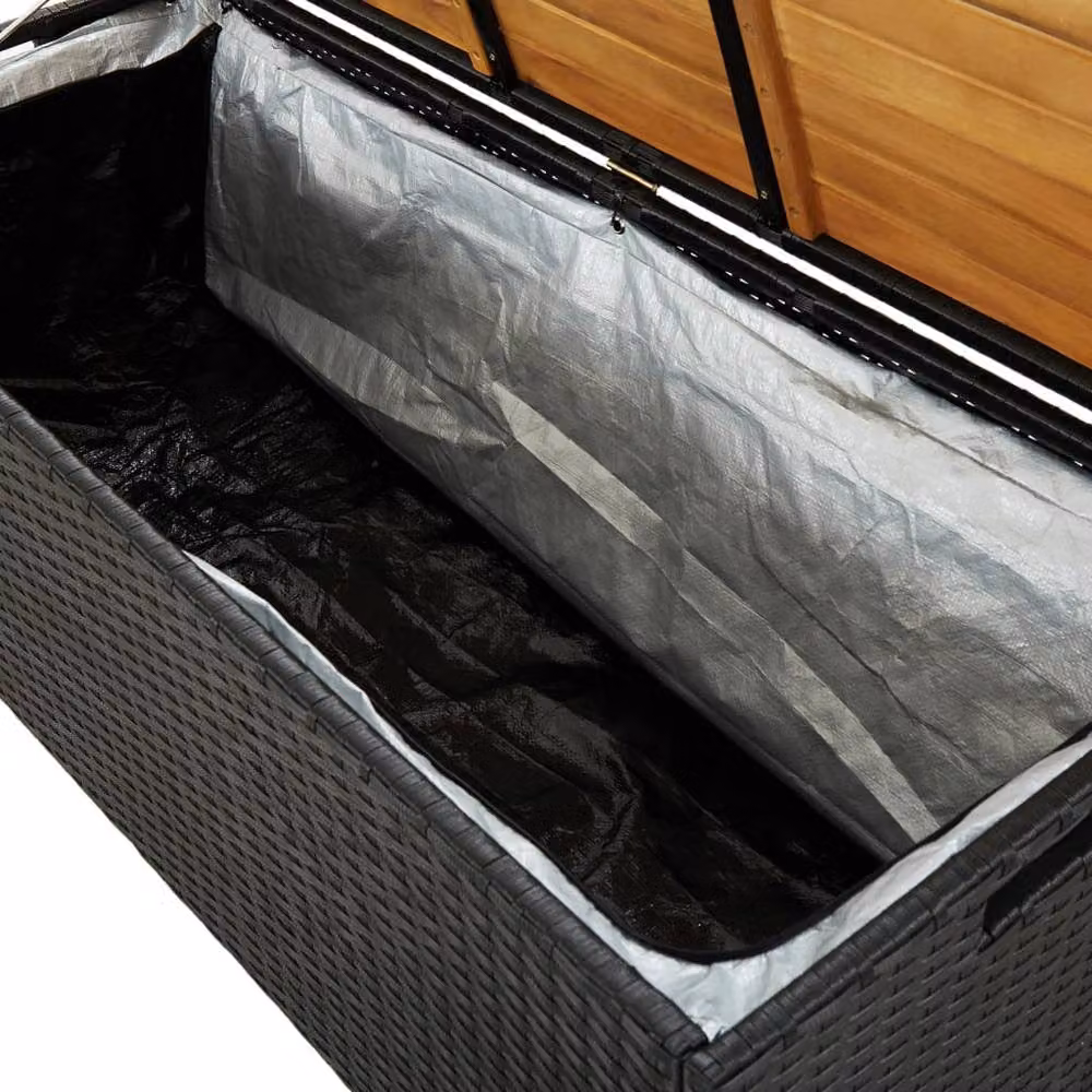 Berkfield Home Garden Storage Bench in Black Poly Rattan – 5