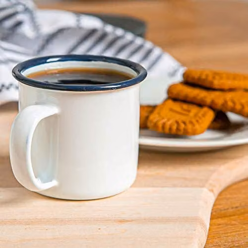 Argon Tableware Enamel Espresso Cups, Set of 12, Blue and White, 130ml – 1
